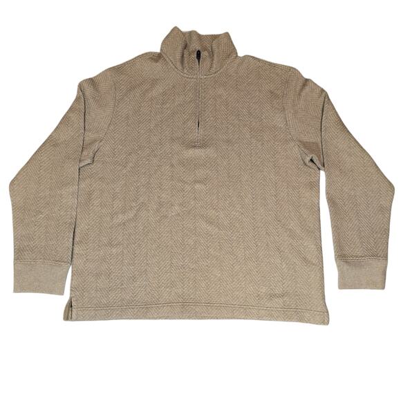 Herringbone Quilted Pullover Express XL Tan Quarter Zip Sweater Mock Neck NWT - Picture 2 of 5